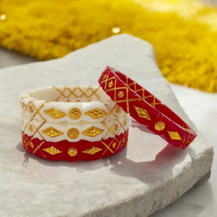 Traditional Bengali Shakha-Pola Bangles, Set of 2